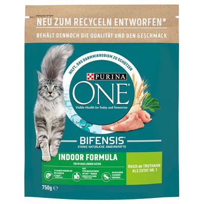 Purina ONE Indoor Hairball Skin & Coat indyk adult 750 g