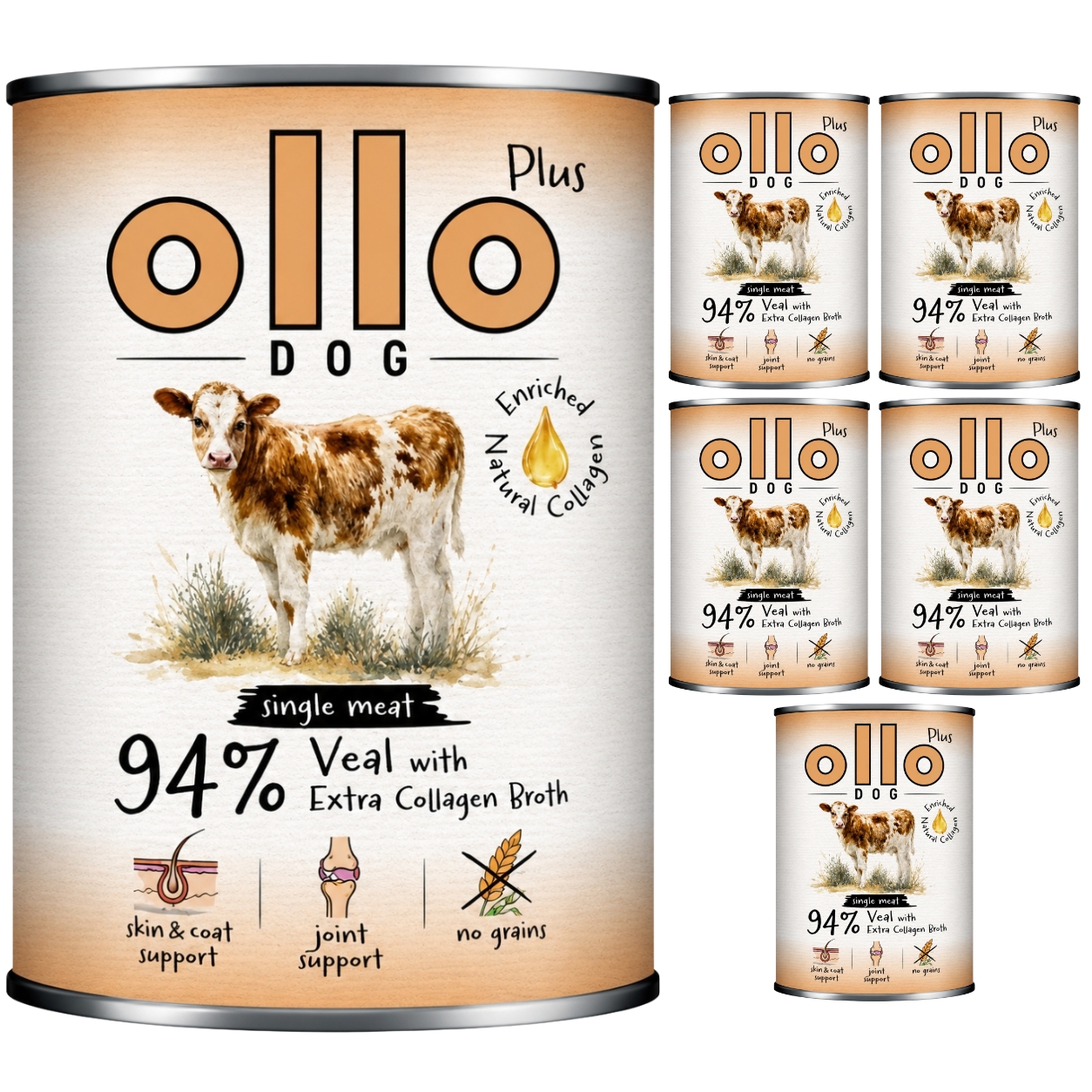Ollo Plus Kolagen cielęcina duże rasy 800 g × 6