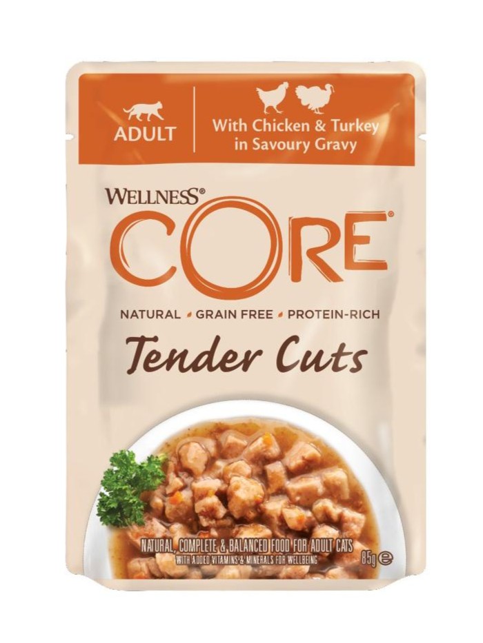 Wellness CORE Tender Cuts indyk, kurczak w sosie adult 85 g × 8
