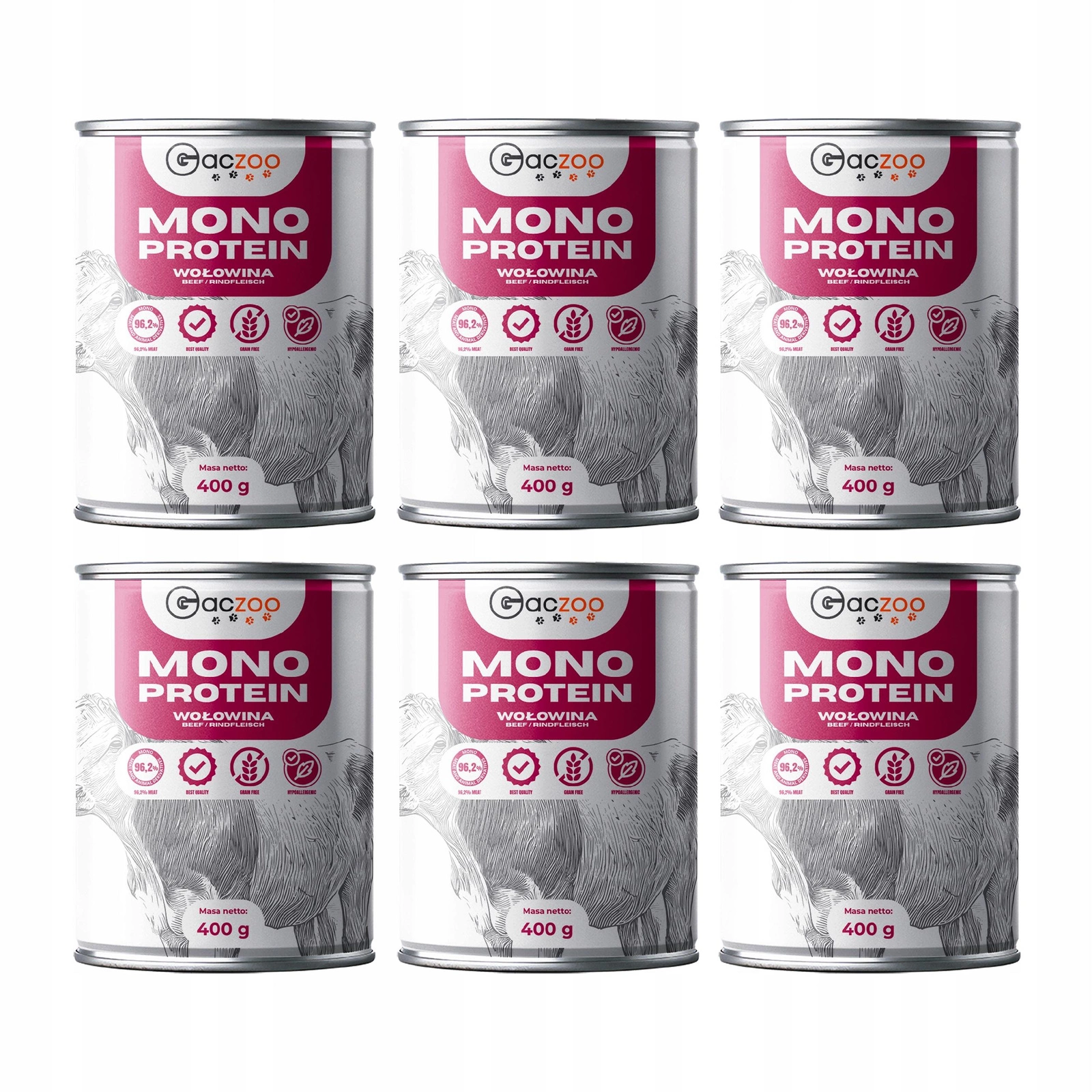 Gaczoo Mono Protein wołowina 400 g × 6