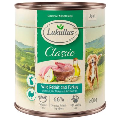 Lukullus Classic indyk, królik adult 800 g × 6