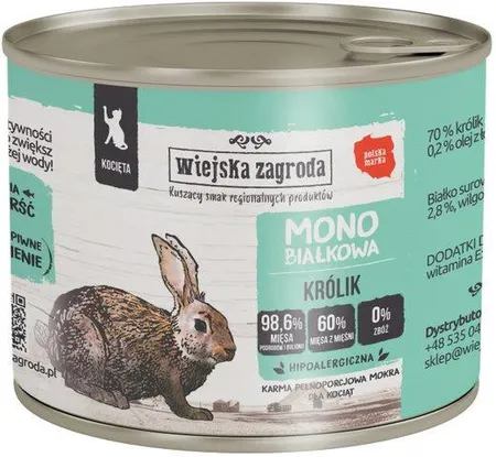 Wiejska Zagroda Monoproteinowa królik kitten 200 g