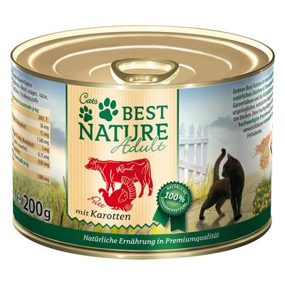 Best Nature indyk, wołowina z marchewą adult 200 g × 6