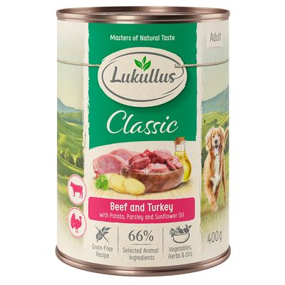 Lukullus Natural indyk, wołowina 400 g × 12