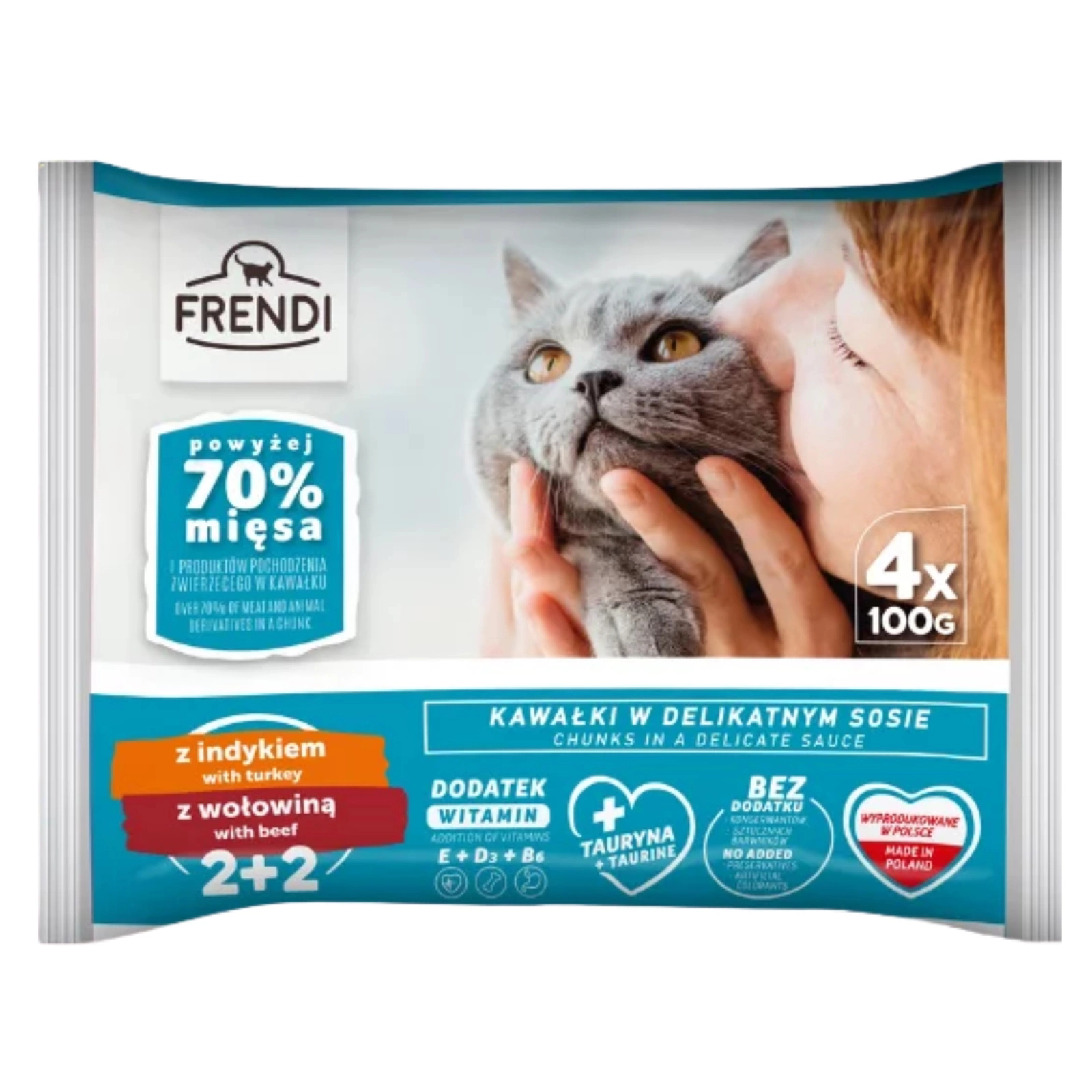 Frendi indyk, wołowina kawałki adult 100 g × 4