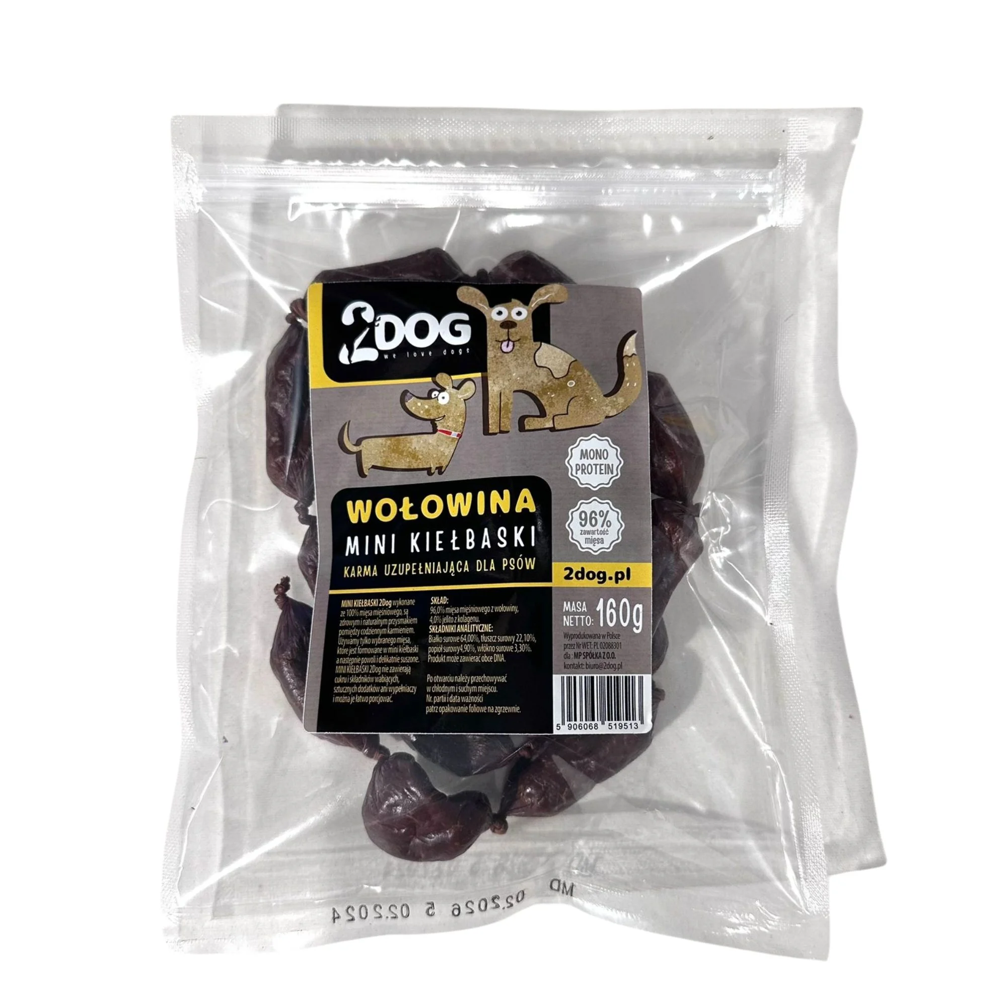 2Dog Mini Kiełbaski wołowina 160 g