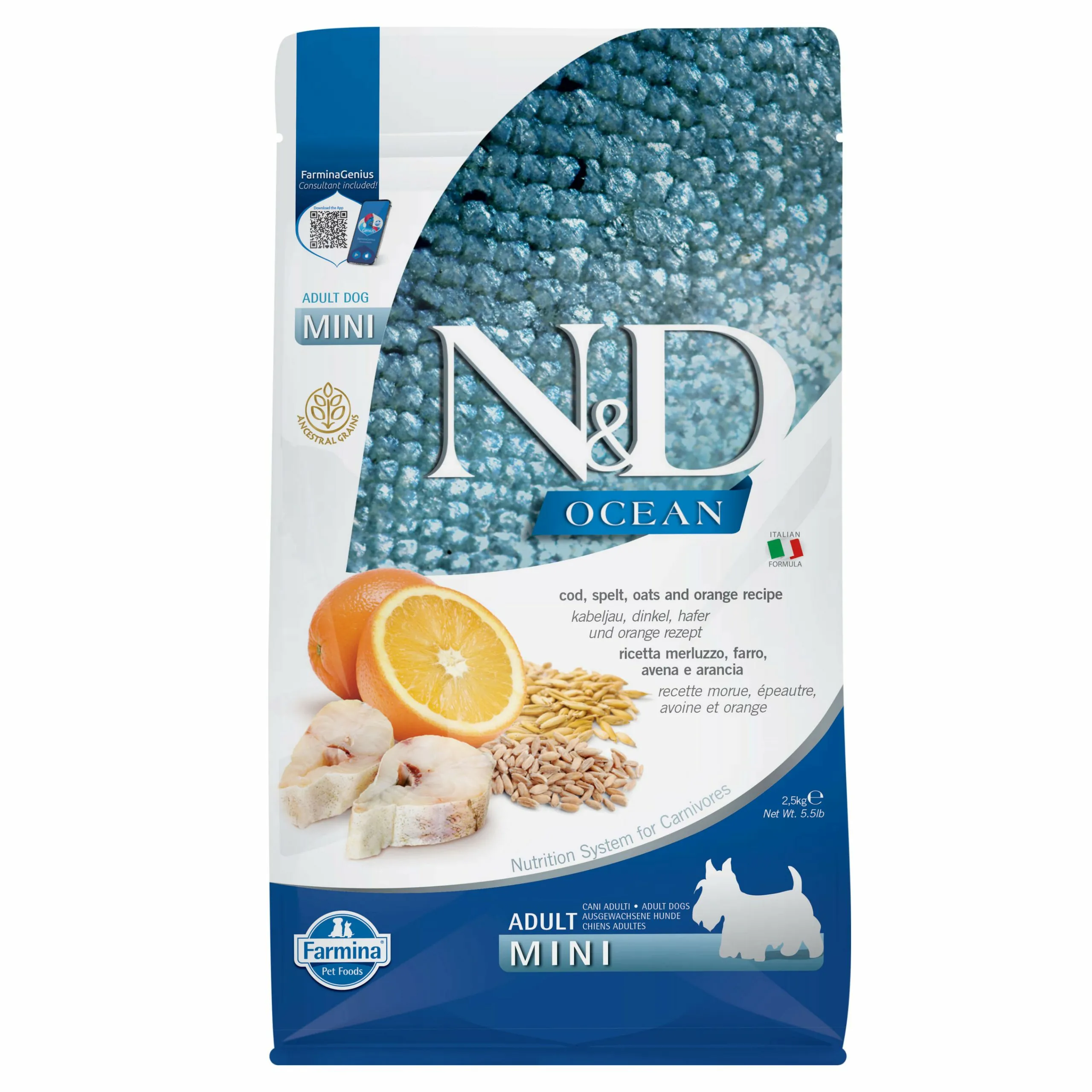Farmina N&D Ocean dorsz ze szpeltem i owsem adult małe rasy 2,5 kg