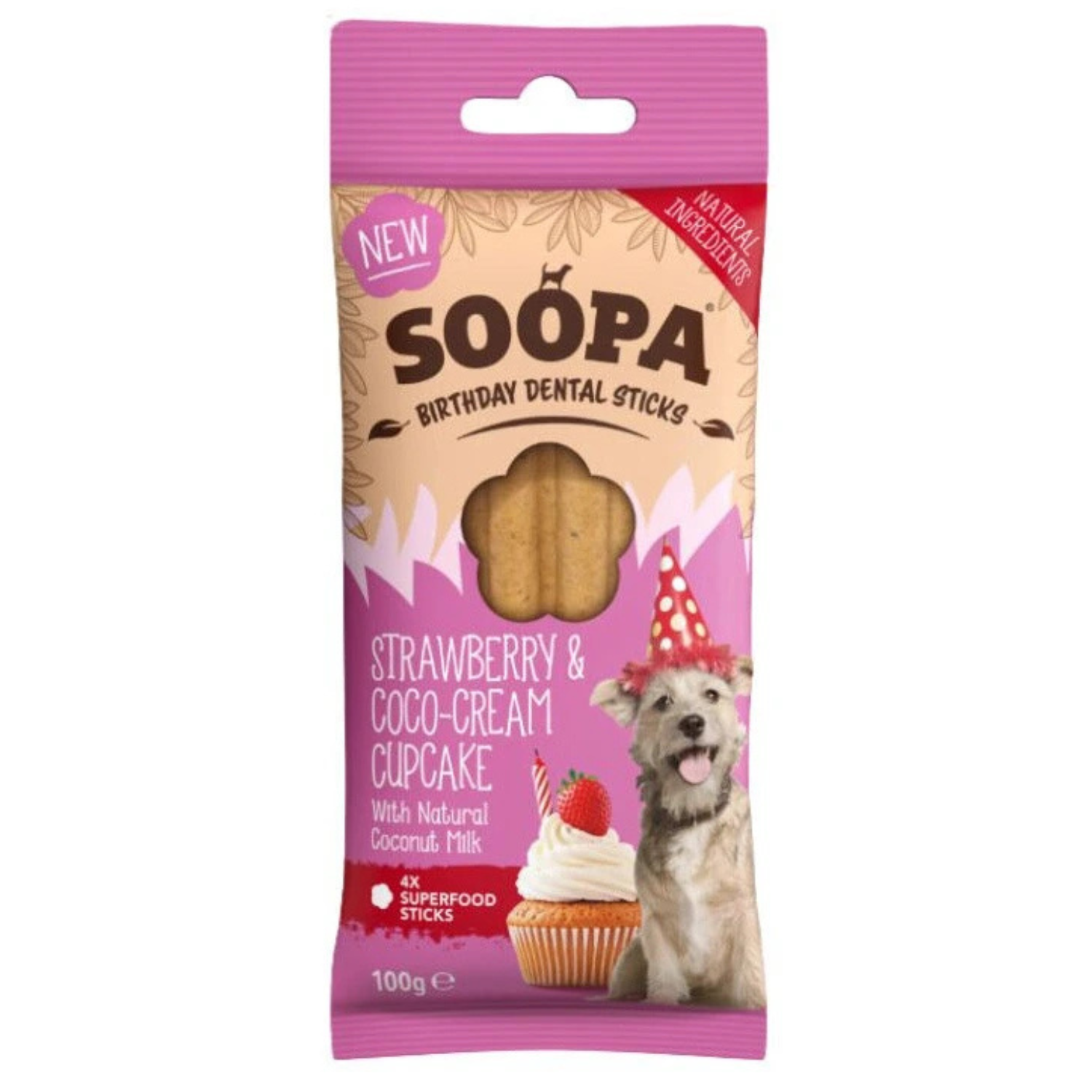 Soopa Dental Sticks truskawka, kokos 100 g
