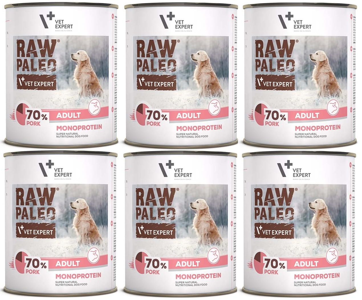 VetExpert Raw Paleo wieprzowina adult 800 g × 6