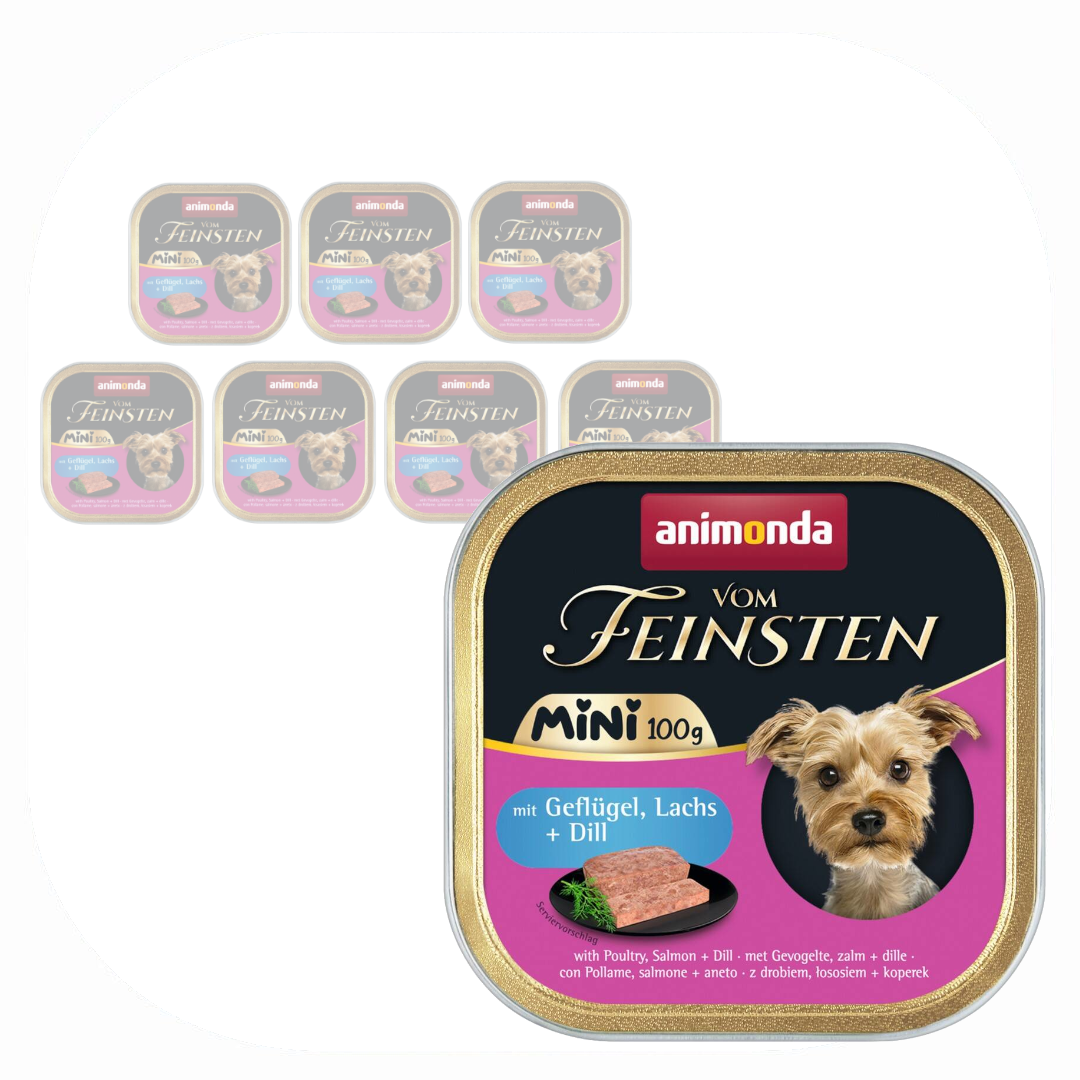 Animonda Vom Feinsten Mini drób, łosoś małe rasy 100 g × 8