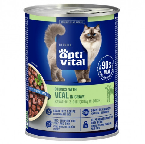 OptiVital Sterilised Skin & Coat cielęcina w sosie adult 415 g