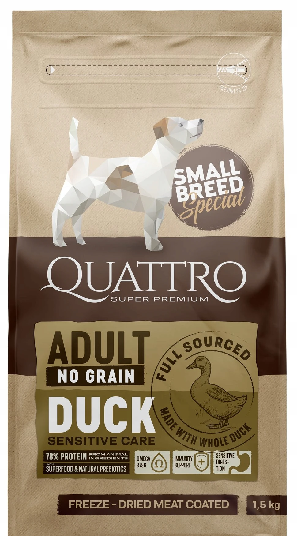Quattro No Grain kaczka adult małe rasy 1,5 kg