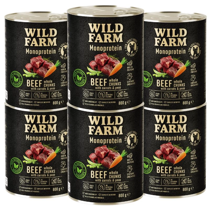 Wild Farm Monoprotein wołowina adult 800 g × 6
