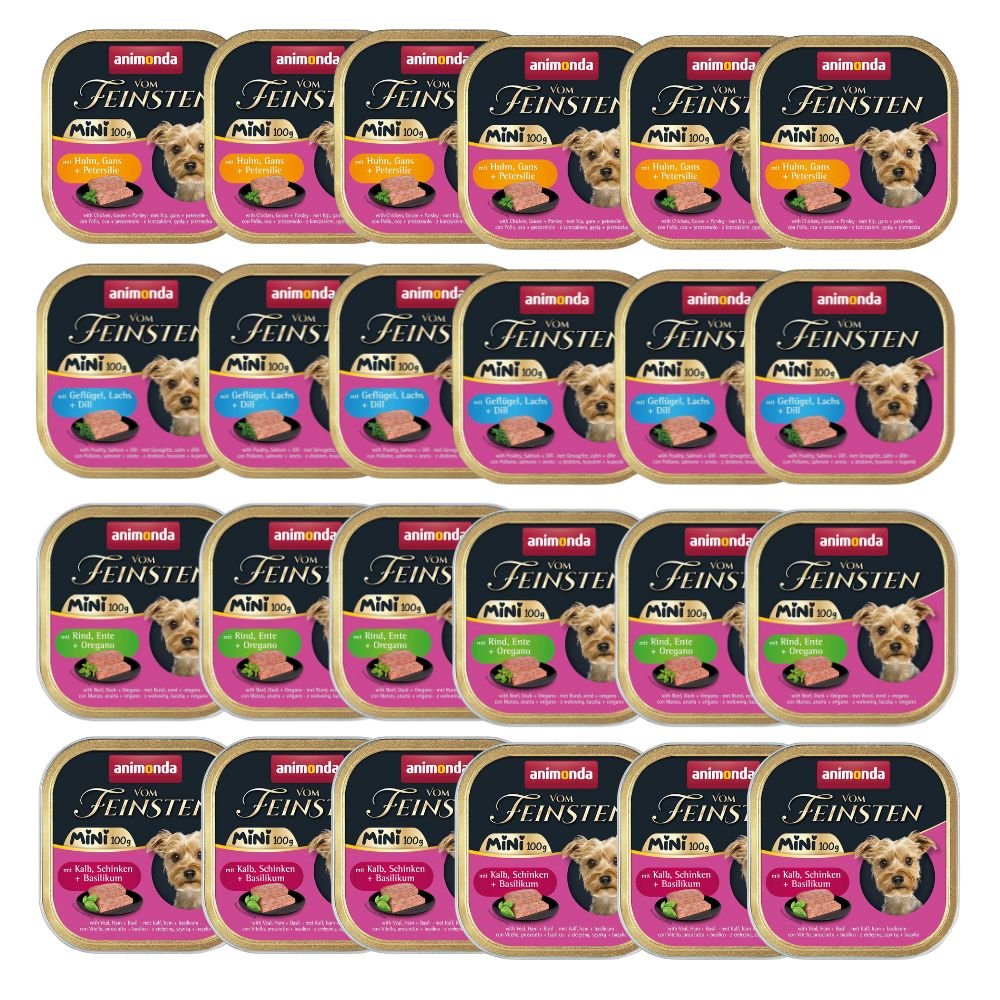 Animonda Vom Feinsten cielęcina, gęś, kaczka, kurczak, szynka, wołowina małe rasy 100 g × 24