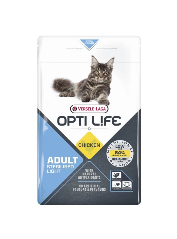 Versele-Laga Opti Life Sterilised Light kurczak adult 7,5 kg