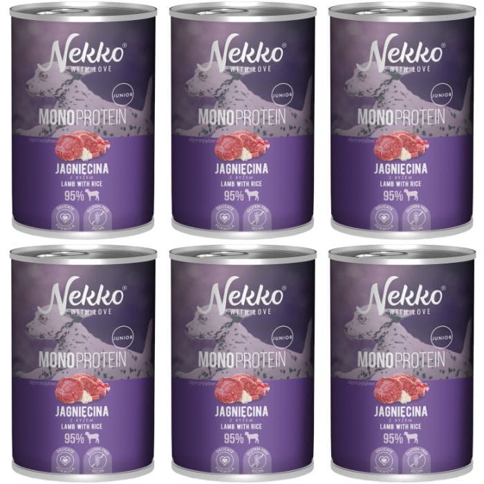 Nekko Monoprotein jagnięcina z ryżem junior 400 g × 6
