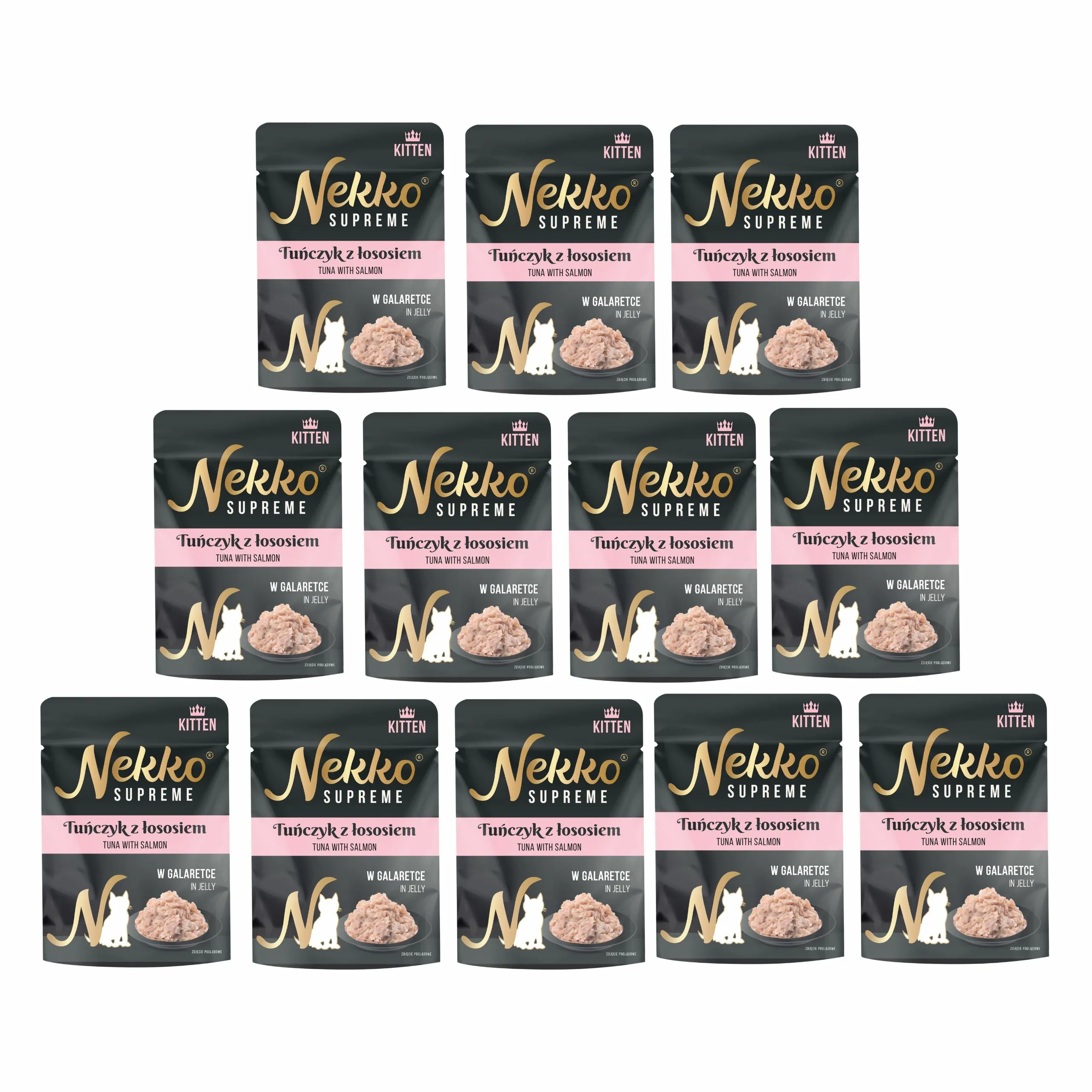 Nekko Supreme tuńczyk, łosoś w galaretce kitten 70 g × 12