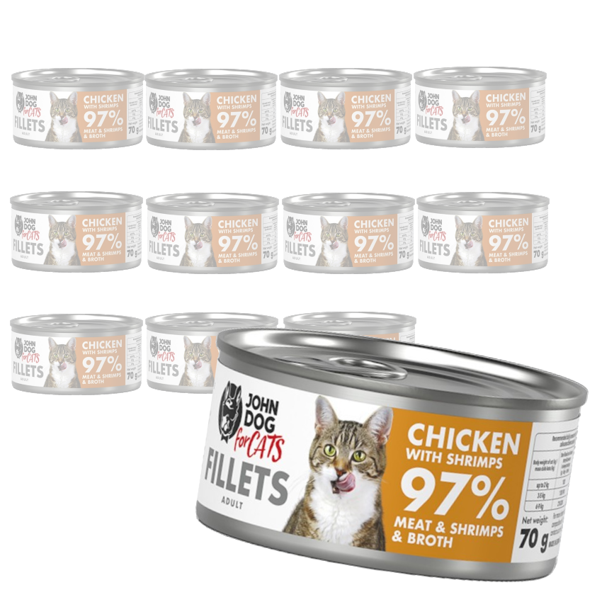 John Dog For Cats kurczak z krewetkami w sosie adult 70 g × 12