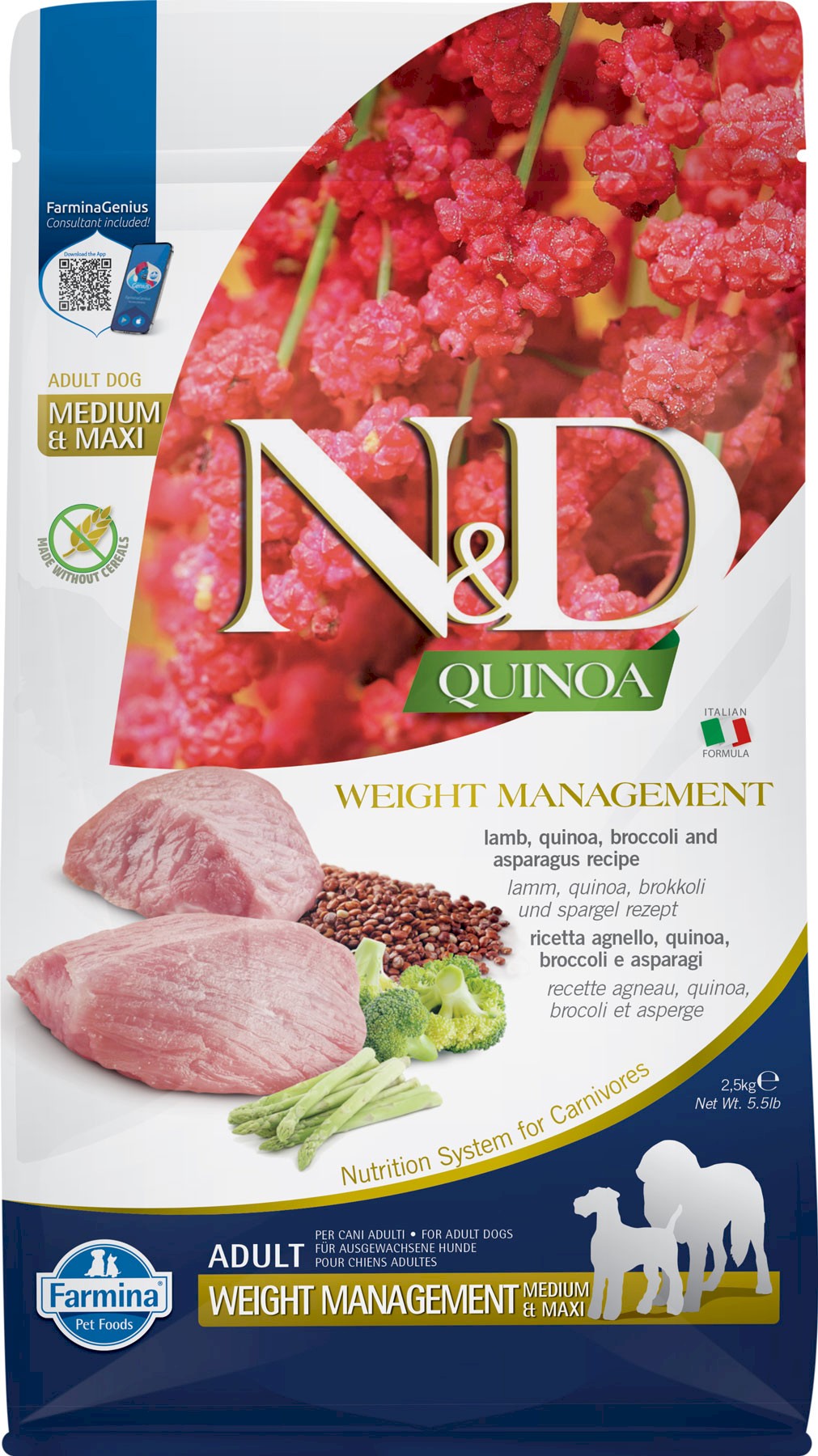 Farmina N&D Quinoa jagnięcina adult średnie i duże rasy 2,5 kg