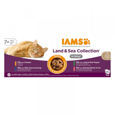 IAMS Delights mix smaków w sosie senior 85 g × 48