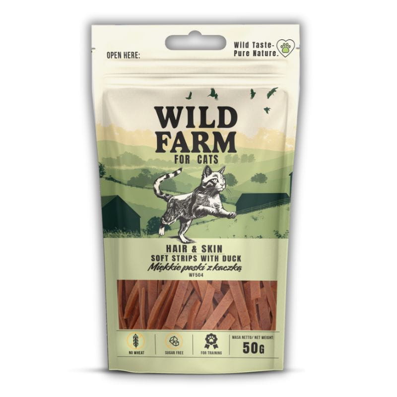 Wild Farm Hair & Skin kaczka miękkie paski adult 50 g
