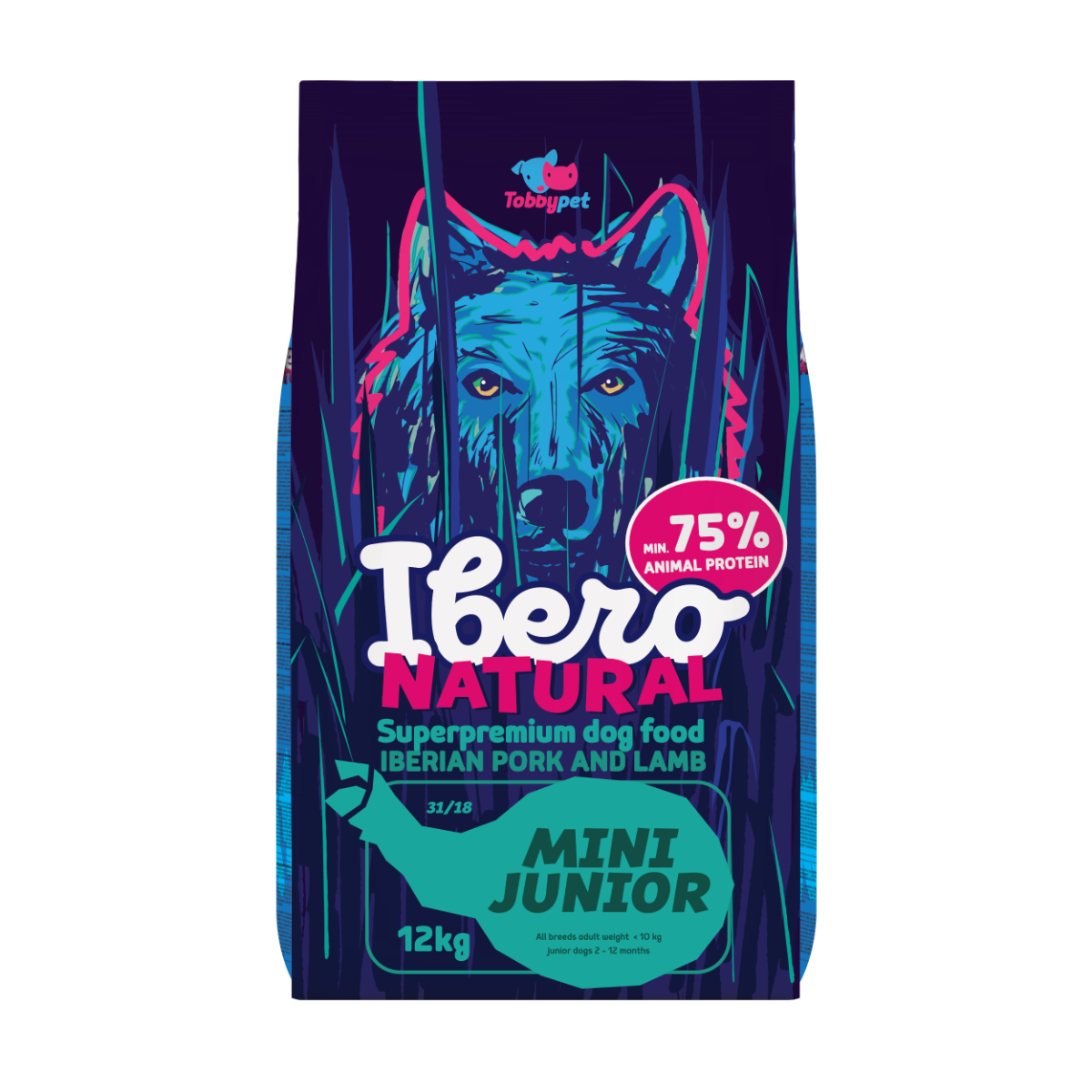 Ibero Natural jagnięcina, półdzik iberyjski z ryżem junior małe rasy 12 kg