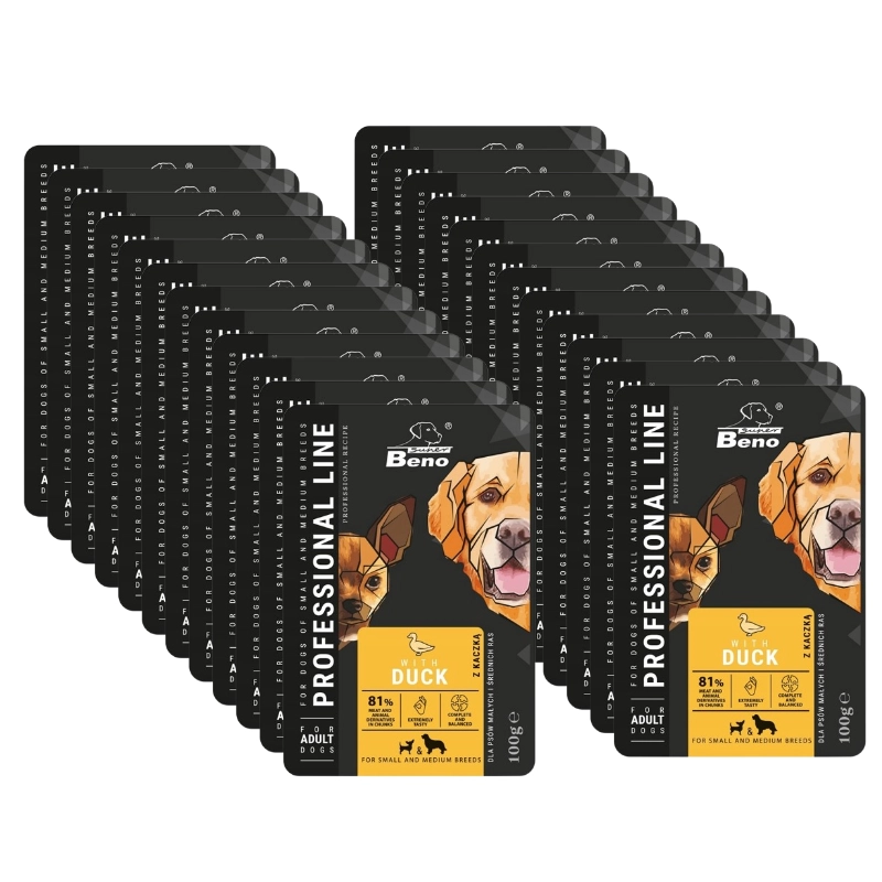 Super Beno Professional Line kaczka adult małe i średnie rasy 100 g × 24