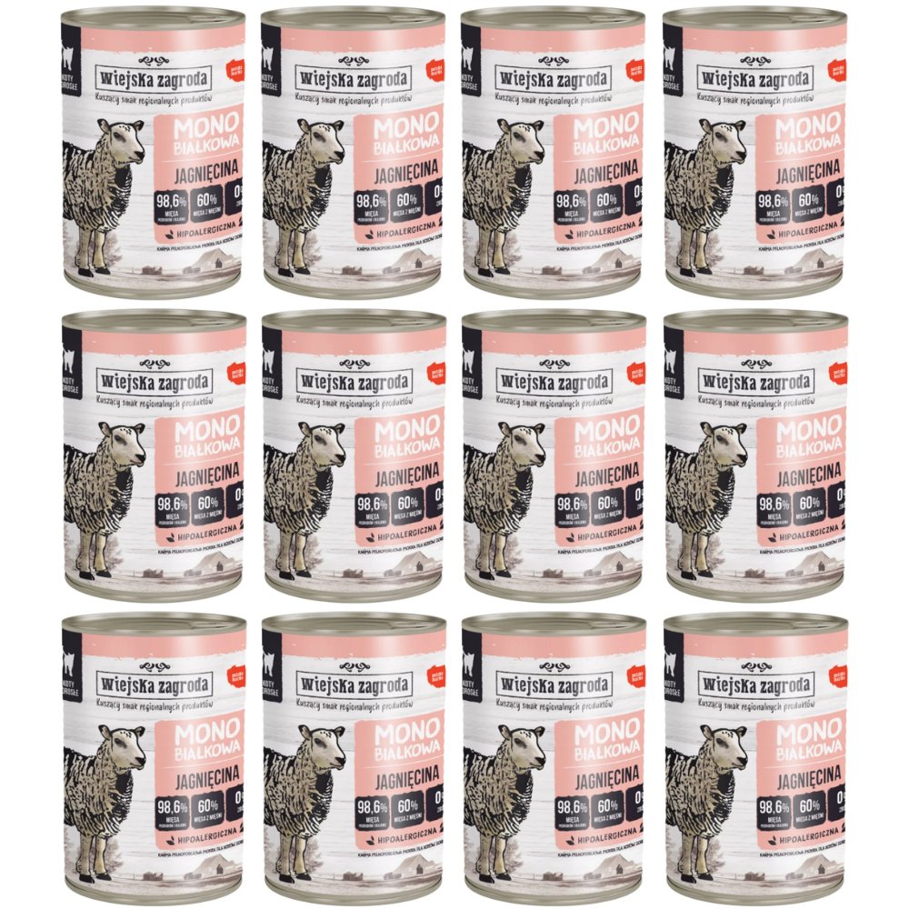 Wiejska Zagroda Monobiałkowa jagnięcina pasztet adult 400 g × 12