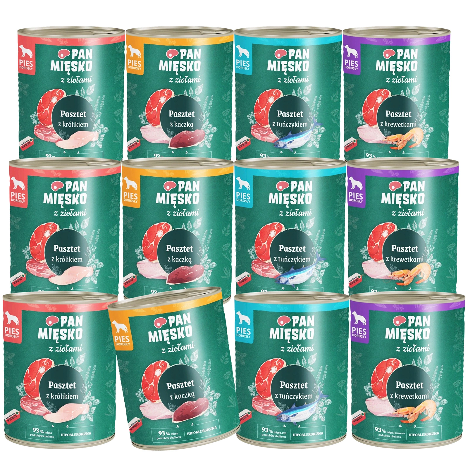 Pan Mięsko kaczka, krewetka, królik, tuńczyk 800 g × 12
