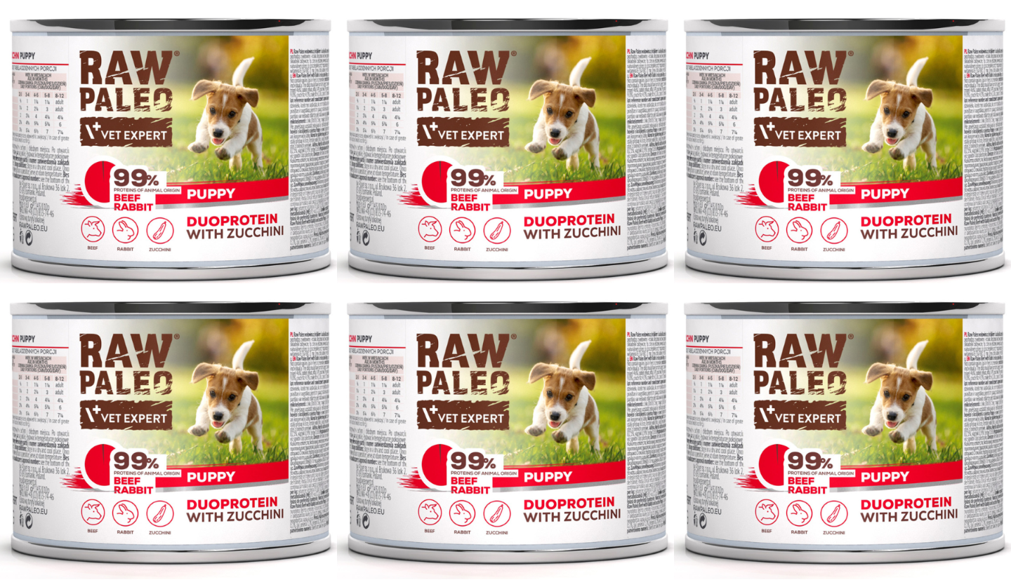 VetExpert Raw Paleo królik, wołowina puppy 200 g × 6