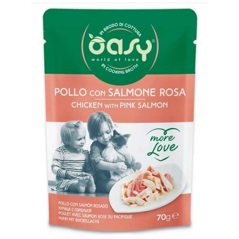Oasy More Love kurczak, łosoś w bulionie adult 70 g