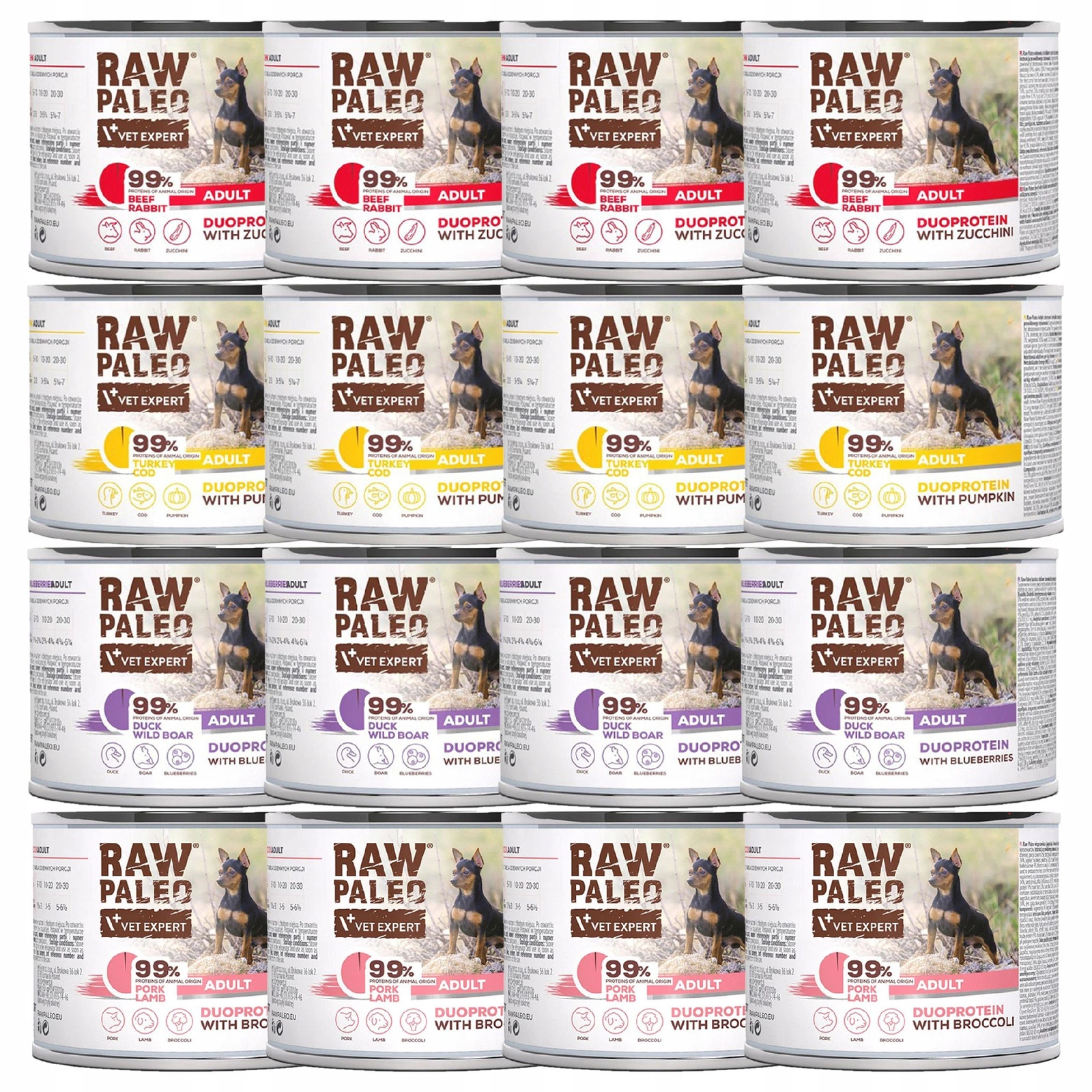 VetExpert RAW Paleo mix smaków adult 200 g × 16