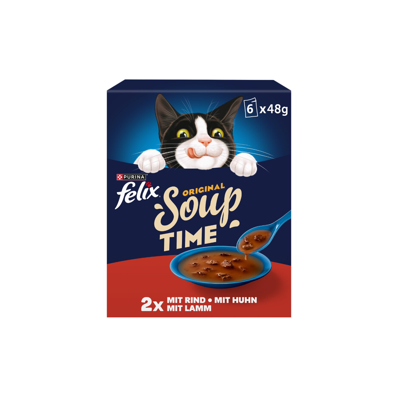 Purina Felix Soup Time mix smaków w bulionie adult 48 g × 6