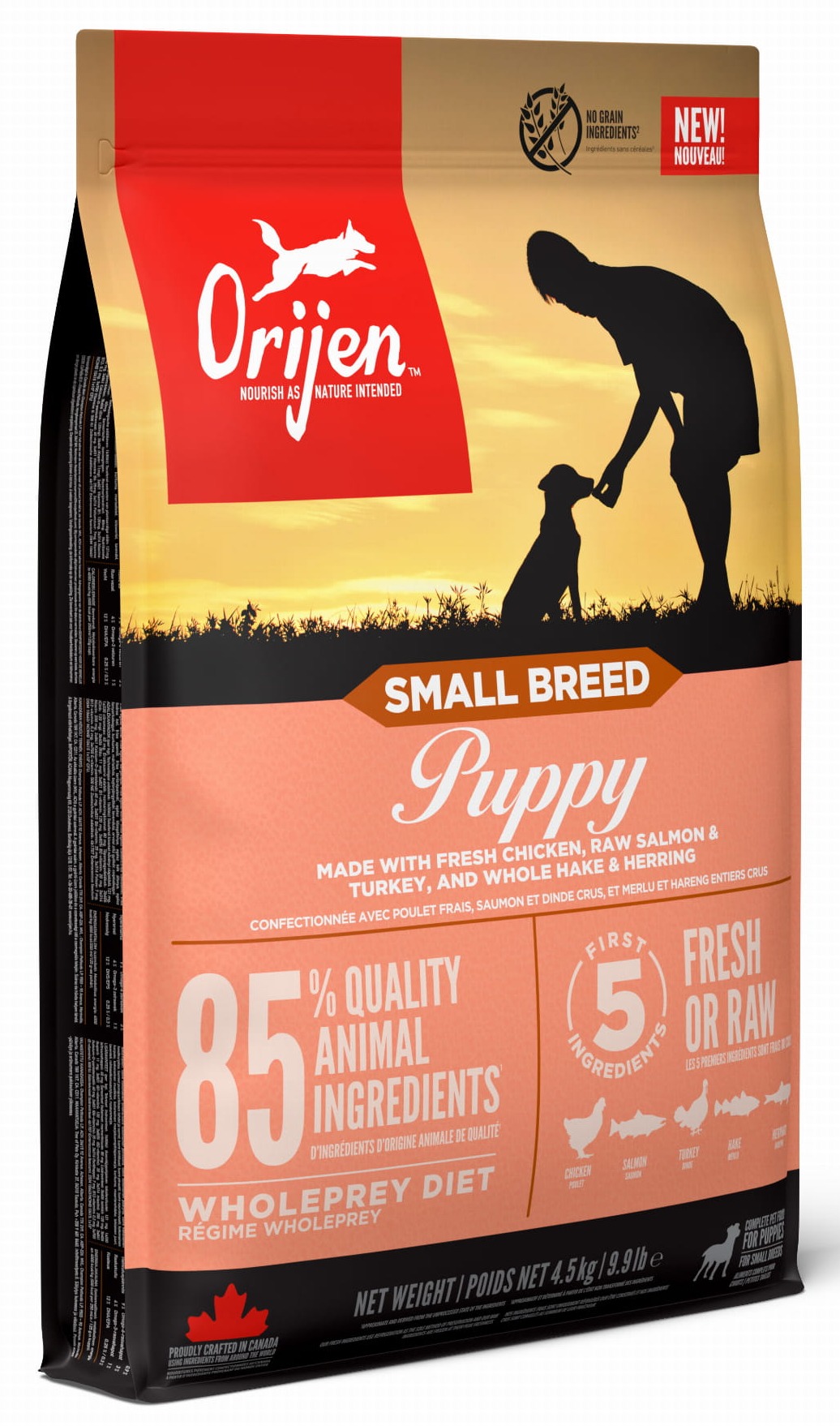 Orijen Small Breed indyk, kurczak, przepiórka, ryby puppy małe rasy 4,5 kg