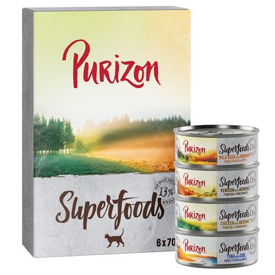 Purizon Superfoods mix smaków w bulionie 70 g × 6