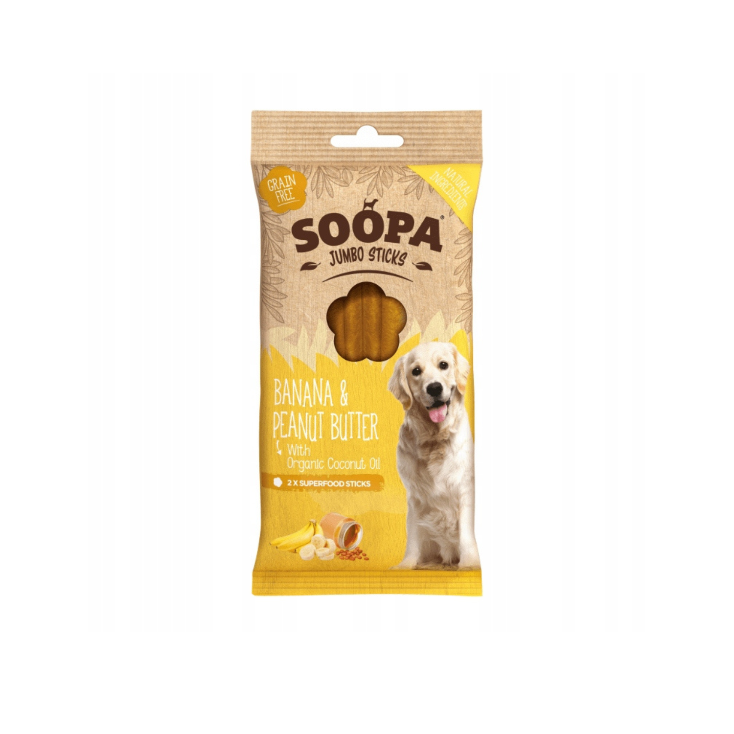 Soopa Dental Stick Jumbo banan, masło orzechowe duże rasy 170 g