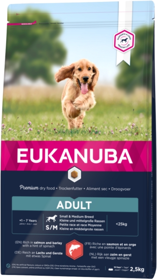 Eukanuba łosoś z jęczmieniem adult małe, średnie rasy 2,5 kg