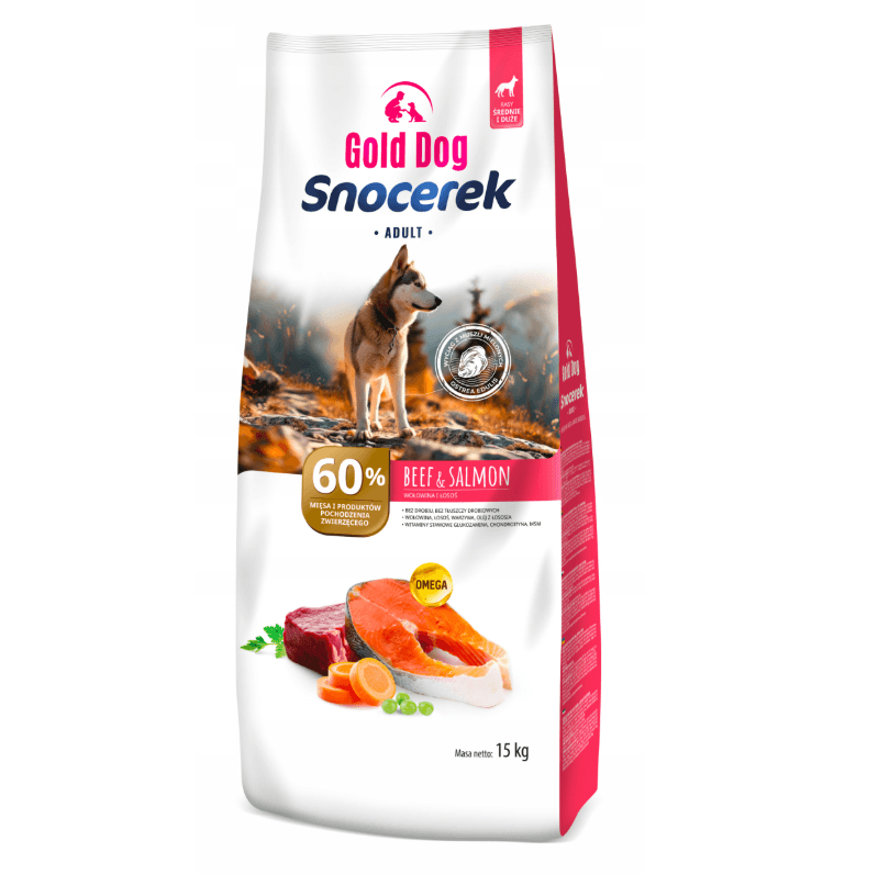 Gold Dog Snocerek wołowina, łosoś adult 15 kg