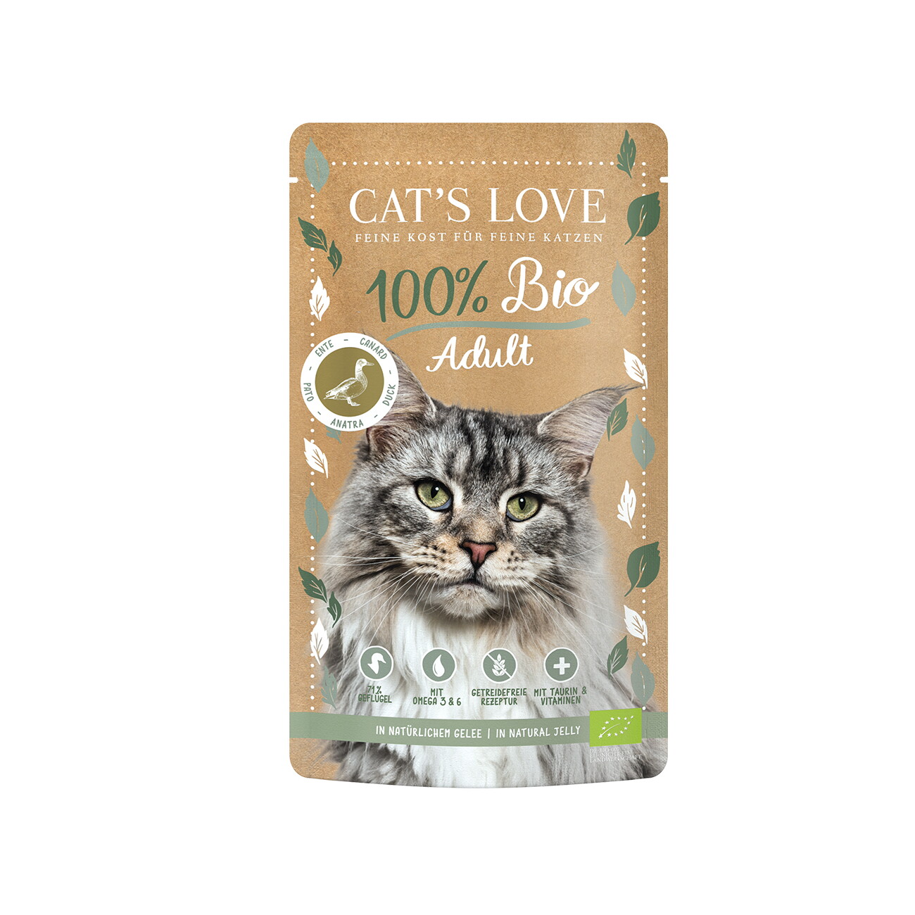 CAT'S LOVE Bio kaczka w galaretce adult 100 g × 6