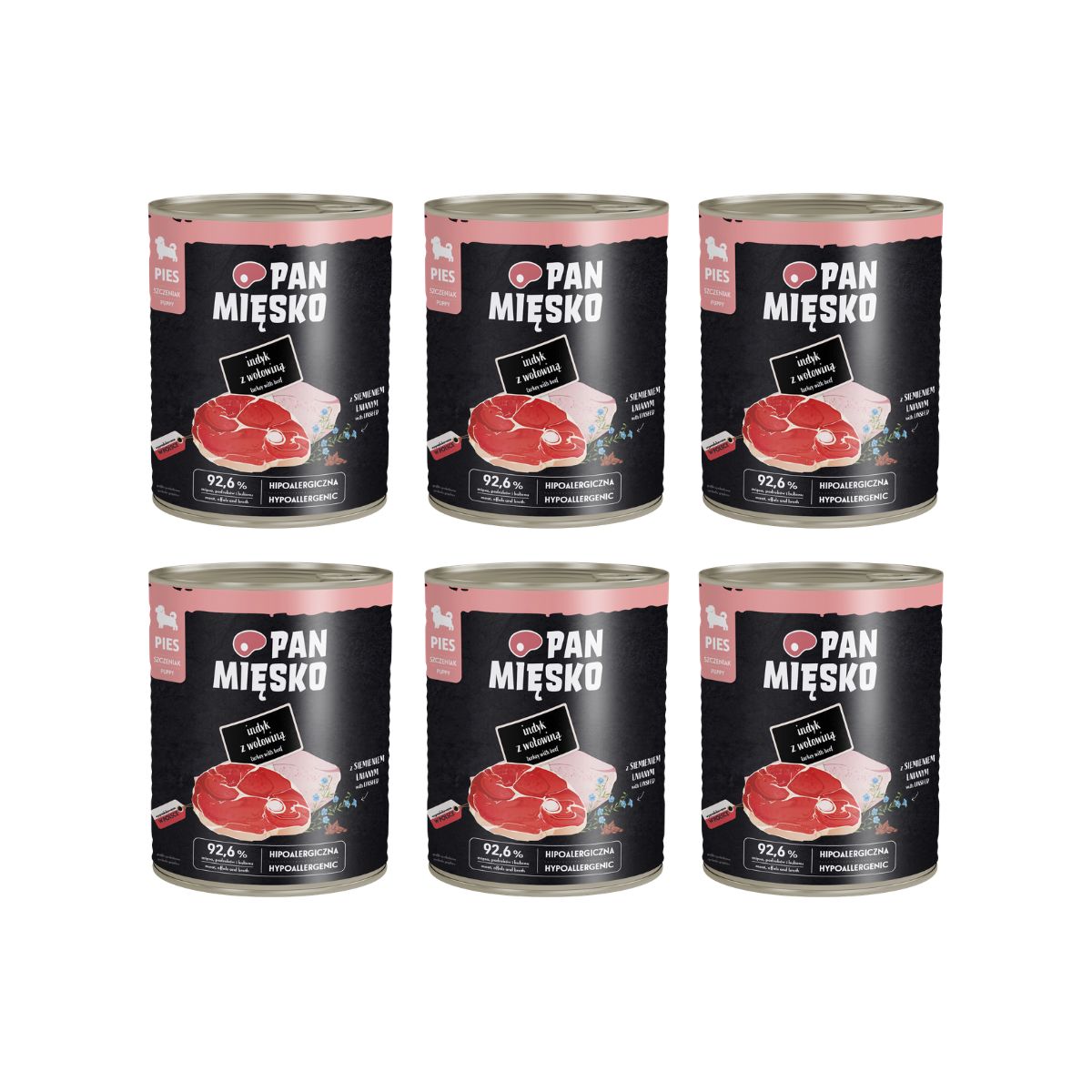 Pan Mięsko indyk, wołowina puppy 800 g × 6