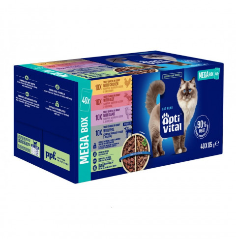 OptiVital Skin & Coat mix smaków w sosie adult 85 g × 40