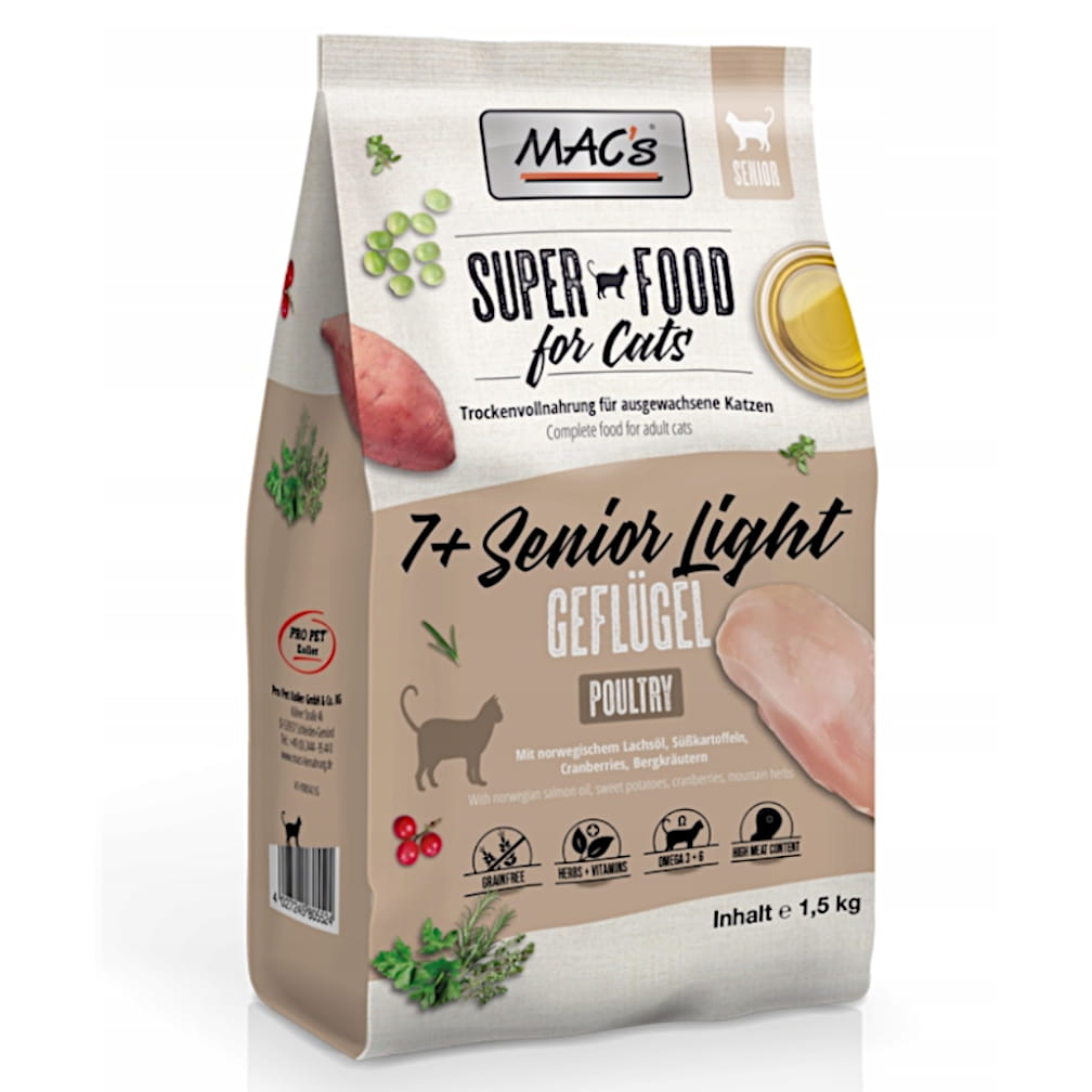 MAC'S Super Food for Cats Light drób senior 1,5 kg