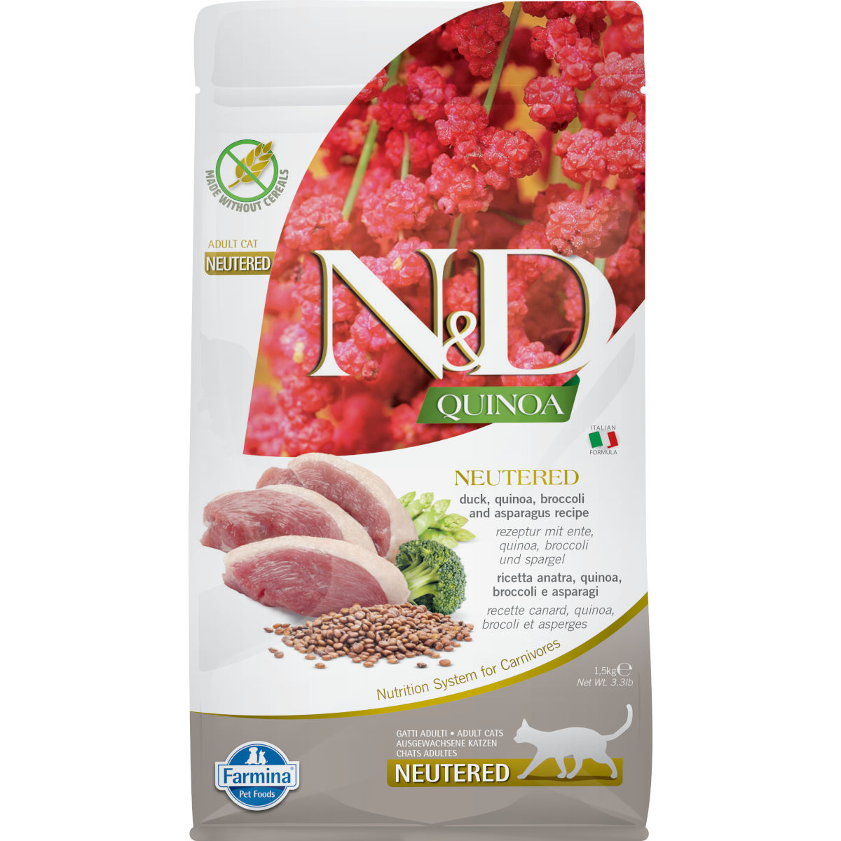 Farmina N&D Quinoa Sterilised kaczka z brokułem i quinoa adult 1,5 kg