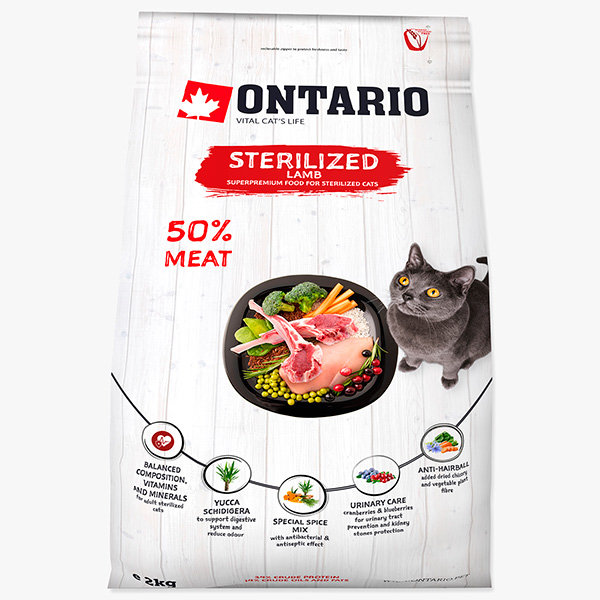 Ontario Sterilised jagnięcina adult 2 kg