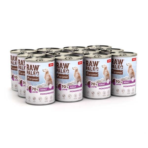 VetExpert Raw Paleo Monoprotein jagnięcina adult 400 g × 12