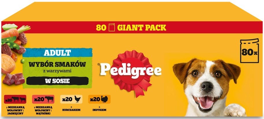 Pedigree indyk, jagnięcina, kurczak, wołowina, wątróbka adult 100 g × 80