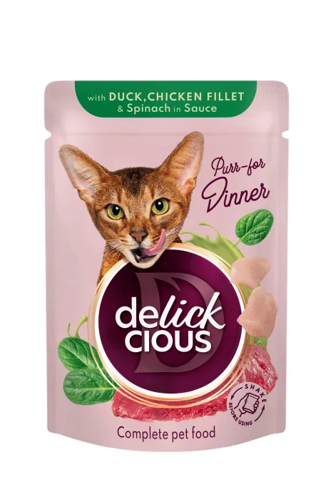 Delickcious kaczka, kurczak z szpinakiem w sosie adult 85 g