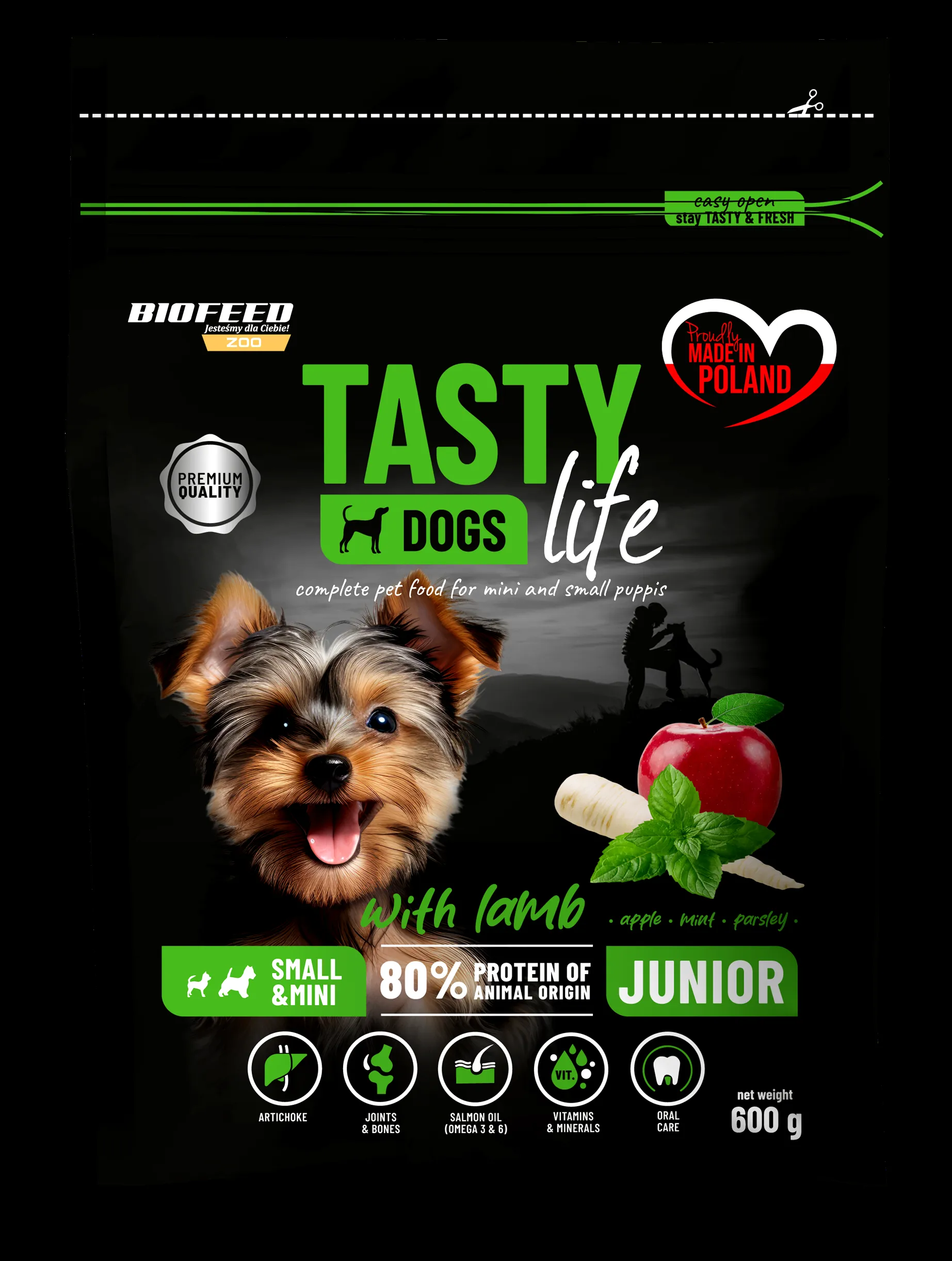 BioFeed Tasty Dogs Life jagnięcina junior małe rasy 600 g