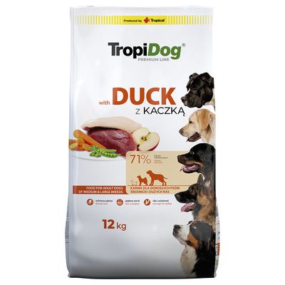 Tropidog Premium kaczka adult średnie rasy, duże rasy 12 kg