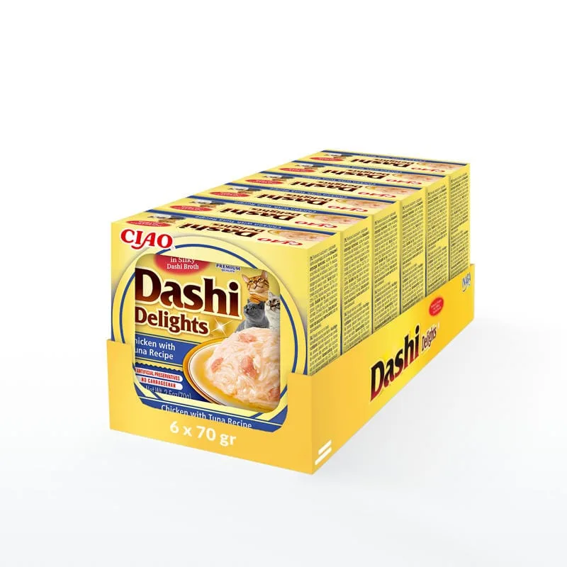 Inaba Dashi Delights kurczak, tuńczyk w bulionie 70 g × 6